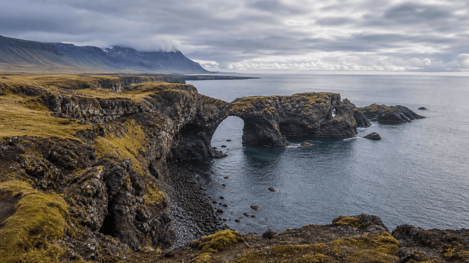 Rock arch and sea cliffs